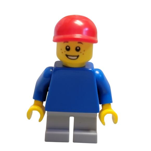 LEGO Minifigure pln173 Male Blue Torso Gray Legs Red Hat 31010 Treehouse Retired - Picture 1 of 2